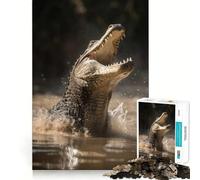 Ambush Predator Crocodile 1000 Jigsaw Puzzle Cognitive Fun Play Clean Cut Sturdy Components Quiet Time Mind Exercise at Home (50x75cm)