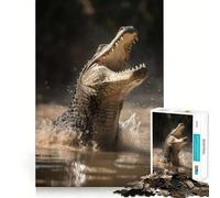 Ambush Predator Crocodile 1000 Piece Adult Puzzles Mental Focus Game High Accuracy Cutting Craft Bonding Activity for Loved Ones (38x52cm)