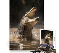 Ambush Predator Crocodile Teenagers Puzzles 1000 Piece Jigsaws Memory Boost Unwind Easily (38x26cm)