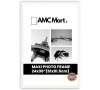 AMC MART 36 x 24 inch Multicolor Frame | 91.5 cm x 61 cm Wooden Poster Frame | Picture Frames 36x24 inches | 36x24 Poster Frame Made of Solid Wood | Landscape & potrait | 915 x 610 Frame (White)