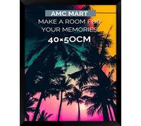AMC MART 40x50cm photo frame (37x47cm image size)-Poster frame perfect for wall décor-home décor-wooden pattern-Perspex Sheet-Hanging hooks for jigsaw puzzle and landscape. (Black)