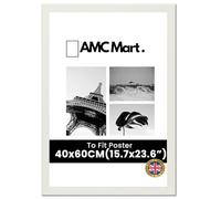 AMC MART 40x60cm Frame | 400 x 600 mm Wooden Poster Frame | Large Wooden Picture Frames 40x60cm - 400x600 Poster Frame Made from MDF Wood | 60 x 40 cm Photo Frame | Potrait & Landscape. (WHITE)