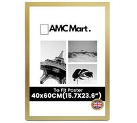 AMC MART 40x60cm Frame | 400 x 600 mm Wooden Poster Frame | Large Wooden Picture Frames 40x60cm - 400x600 Poster Frame Made from MDF Wood | 60 x 40 cm Photo Frame | Potrait & Landscape. (GOLD)
