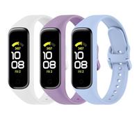 AMCC [3 Pack] Straps compatible with Samsung Galaxy Fit 2 Strap for Women Men, Soft Silicone Sport Replacement Wristband (Light purple+Light blue+White)