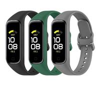 AMCC [3 Pack] Straps compatible with Samsung Galaxy Fit 2 Strap for Women Men, Soft Silicone Sport Replacement Wristband (Black+Dark grey+Dark green)