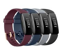 AMCC [4 Pack] Straps compatible with Fitbit Inspire 2 Strap, Soft Silicone Sport Replacement Wristband for Women Men (Black+Wine red+Navy blue+Grey)