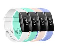 AMCC [4 Pack] Straps compatible with Fitbit Inspire 2 Strap, Soft Silicone Sport Replacement Wristband for Women Men (Lavender+Pink sand+White+Mint)