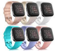 AMCC [6 Pack Straps compatible with Fitbit Versa 2, Fitbit Versa Strap, Versa Lite Strap/Versa SE, Soft Sport Watch Strap Replacement Wristbands for Women Men, Small Large (Pack A, Small)