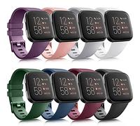 AMCC 8 Pack Silicone Sport Replacement Straps for Fitbit Versa 2 & Versa Lite, Women & Men (8-Pack D, Small)