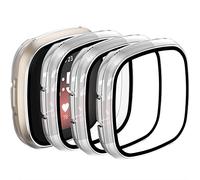 AMCC Cases compatible with Fitbit Sense/Fitbit Versa 3 Screen Protector, Hard PC Plated Full Coverage Screen Bumper Full Sensitive Cover (Clear+Clear+Clear+Clear)