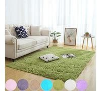 AMCER Fluffy carpet 160x160cm, Modern Rugs, Soft Pile Hardwearing, For Home Office Kitchen Mats - Green