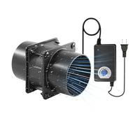 AMCHIXIN 3.15” 12V DC Small Exhaust Duct Fan with Speed Control and 2-Pack 3" Square to Round Duct Flanges for Solder Fume Extractor, Laser Engraver, 3D Printer, Soldering Smoke and DIY Cooling