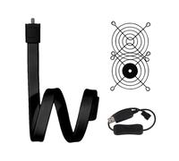 AMCHIXIN Gooseneck Mount with Fan Grills and 5V USB to 3pin/4pin Power Adapter Cable Compatible with 80mm 3.15" Case Fan for Cooling PC, Desktop, Grow Tent and More