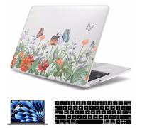AMCJJ Case for MacBook Air 15 Inch A3241 A3114 A2941 (2023 2024 2025 Release) - Protective Snap On Hard Shell Cover for MacBook Air 15.3" M2 M3 M4 Chip with Touch ID, Wildflowers 2