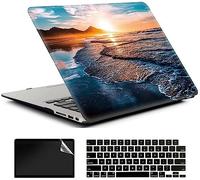 AMCJJ Compatible with MacBook Air 13.6 inch Case 2024 2023 2022 M3 A3113 M2 A2681 Chip Liquid Retina Touch ID, Plastic Hard Shell Case & Keyboard Cover & Screen Protector - Beach Sunset