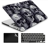AMCJJ Compatible with MacBook Pro 16 Inch Case 2023/2022/2021 Release M2 A2780/A2485 M1 Pro/M1 Max Chip with Touch ID, Plastic Hard Shell Case & Keyboard Cover & Screen Protector - Skulls