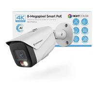 Amcrest 4K IP PoE AI Camera UltraHD 8MP Security Outdoor Camera, FOV 129°, 49ft Color Nightvision, Human & Vehicle Detection, IP67 Weatherproof, 4K (3840x2160) @15fps, White, IP8M-2796EW-AI