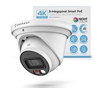 Amcrest UltraHD 4K (8MP) IP PoE AI Camera, 49ft Nightcolor, Security Outdoor Turret Camera, Built-in Microphone, Human Detection, Active Deterrent, 129° FOV, 4K@15fps IP8M-2779EW-AI (White)