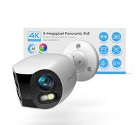 Amcrest UltraHD 4K (8MP), PoE AI IP Camera, 60ft Color Night Vision, Outdoor Security Camera, Smart Lighting, 4K@15fps, IP8M-DLB2998EW-AI (White)