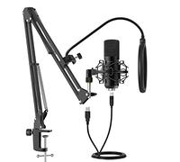 Amcrest USB Microphone for Voice Recordings, Podcasts, Gaming, Online Conferences, Live Streaming, Cardioid Microphone with Boom Arm, Pop-Filter, Shock Mount, AM430-BPS