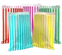 AMD Nexus 100 5" x 7" Striped Candy Sweet Paper Bags | Wedding Buffet Favour Cake Gift Pick n Mix Shop | Premium Quality UK Made (Yellow)