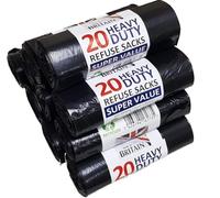 AMD Nexus 100 Heavy Duty Refuse Sack | Black | 72x85 cm | 75 L | Kitchen Bin Liners | Bin Liner | Bin Bags | Strong Waste Bags | Dustbin Bags