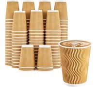 AMD Nexus 50 X 8oz Kraft Ripple Coffee Cups - Insulated Triple Walled Takeaway Coffee Cups - Reusable Cups for Hot and Cold Drinks for Christmas, Birthdays Parties