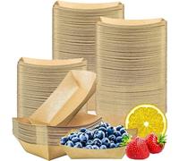 AMD Nexus 500 X Small Kraft Paper Food Trays 16x12cm | Brown Cardboard Serving Plates Recycled Takeaway Boxes | Kraft Containers Holder Baskets for Chips Burger BBQ Birthday Party Camping