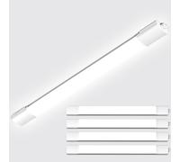 Amdelne 4ft LED Batten Lights 4 Pack, 6000K Daylight Plug in Ceiling Light, IP65 Outdoor Lighting, Linkable Tube Light for Garage, Shed, Loft, Basement, Office, School, Workshop, Warehouse, 36w 120cm