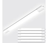 Amdelne 4ft LED Batten Lights 5 Pack, 6000K Daylight Plug in Ceiling Light, IP65 Outdoor Lighting, Linkable Tube Light for Garage, Shed, Loft, Basement, Office, School, Workshop, Warehouse, 36w 120cm