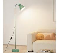 Amdelne Adjustable Green Floor Lamp, Bohemian Corner Lamp Scandinavian Modern Reading Light, Standing Lamps for Living Room, Bedroom, Dining Room, Office, 155cm, Metal, Wood, E27 (Bulb Not Included)