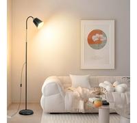 Amdelne Black Floor Lamp, Height Adjustable Metal Floor Light Corner Lamp, Industrial Rustic Farmhouse Standing Lamp, Indoor Task Lighting Reading Floor Lamps for Living Room, Bedroom, E27 Socket
