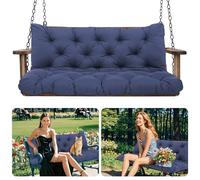 Amdieu Garden Swing Cushions 3 Seater Waterproof Bench Cushions with Backrest and 8 Ties12cm Thick Swing Cushions Replacement for Outdoor Furniture Garden Swing Porch Patio(Navy Blue-150 x 100 cm)