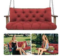 Amdieu Garden Swing Cushions 3 Seater Waterproof Bench Cushions with Backrest and 8 Ties12cm Thick Swing Cushions Replacement for Outdoor Furniture Garden Swing Porch Patio(Wine red-150 x 100 cm)