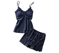 AMDOLE Aline Summer Dresses for Women Satin Sling Lace Nightdress Womens Set Underwear Sexy Lingerie Sleepwear Women's Sleepwear Cotton Summer Dress for Women Navy
