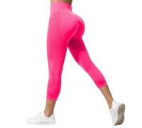 AMDOLE Anti Cellulite Compression 3D Leggings for Women UK High Waisted Tummy Control Body Sculpting Yoga Pants Ladies Cropped Leggings Gym Running Workout Trousers 2-Hot Pink L
