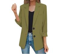 AMDOLE Blazers for Women UK Elegant Long Sleeve Blazer Jacket With Pocket Ladies Fashion Solid Color Office Button Blazers Cardigans Casual Lapel Collar Work Business Suit Jacket AG M
