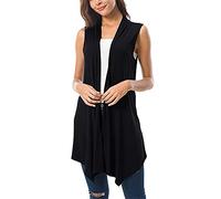 AMDOLE Classic Jacket Hem Vest Asymmetric Women Sleeveless Cardigan Open Front Draped Blouse Women's Women's Coat Fleece Lined Coat Women (Black, L)