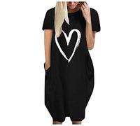 AMDOLE Cut Loose Dress Women's Dresses Short Sleeve Dating Beach Casual Loose Dress Travel Dresses for Women Black