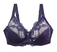 AMDOLE Deals of The Day Sale Prime,Women's Full Coverage Non-Foam Floral Lace Plus Size Underwired Bra Ladies Satin Lace Firm Control Bra 34D to 46J,Dark Blue,85D