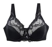 AMDOLE Deals of The Day Sale Prime,Women's Full Coverage Non-Foam Floral Lace Plus Size Underwired Bra Ladies Satin Lace Firm Control Bra 34D to 46J,Black,85D