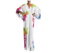 AMDOLE Evening Dresses for Fall Check Printed Sleeve Size Long Dress Plus Women Maxi Batwing Evening Gown Party Women's Dress Slip Dresses for Women Summer Multicolor