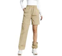 AMDOLE Hiking Trousers Women Convertible into Shorts Lightweight Zip Off Cargo Pants Quick Dry Outdoor Stretch Pant UPF 50+ Trousers Drawstring Waterproof Climbing Running Camping Bottoms 2-Khaki S