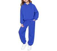 AMDOLE Kids Tracksuit Full Set for Boys Girls 2 Piece Sportwear Long Sleeve Oversized Hoodded Sweatshirts and Sweatpants Loose Tracksuit Bottoms Casual Jumper Gym Set Activewear Blue 9-10 Years