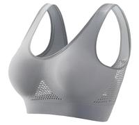 AMDOLE Ladies Bras Non Wired Sports Bras for Women High Support Full Coverage Bras Supportive Cool Liftup Air Bras Breathable Push Up Yoga Bras Grey XX-Large