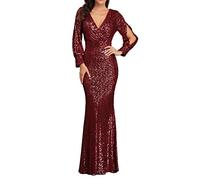 AMDOLE Long Strapless Dress Womens Fishtail Evening Dresses Embroidered Sleeveless V Neck Wedding Bridesmaid Evening Long Dress Floor Length Bandage Prom Ball Gowns Woman's Formal Dresses