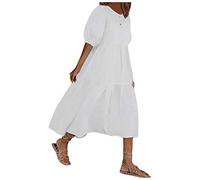 AMDOLE Maxi Dresses for Women Casual Summer Women's Dresses Short Sleeve Dating Beach Casual Loose Dress Dresses with Pocket White