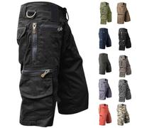 AMDOLE Mens Cargo Shorts Cotton Combat Casual Work Shorts with Zipper Pockets Men Hiking Work Short with Multi Pockets Workwear for Tactical, Military, Hunting, Climbing Black #2 5XL