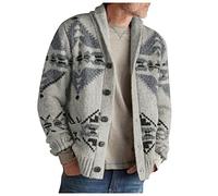 AMDOLE Men's Casual Coats Print Long Sleeve Single Breasted Tops Pocket Sweater Cardigan Coat Winter Warm Casual Coat Button Jacket Big and Tall (Grey, XXL)