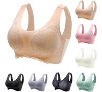 AMDOLE Nursing Sports Bra Nulalift Anti Sagging Bra, Anti-Saggy Breathable Lace Large Size Bra,Lifting Anti-Sagging Graceful Wireless Bra Khaki XL